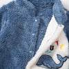 Baby Boys Cute Whale Embroidery Thickened Long-sleeved Solid Color Thickened Jumpsuit - PrettyKid