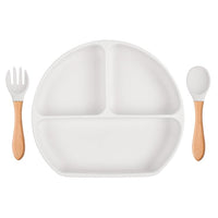 Baby Sub Format Dinner Plate Spoon Fork Silicone Set Children's Tableware - PrettyKid