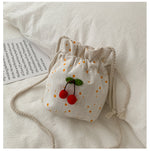 Children Solid Dot Printing Cute Cherry Cotton Linen Backpack - PrettyKid