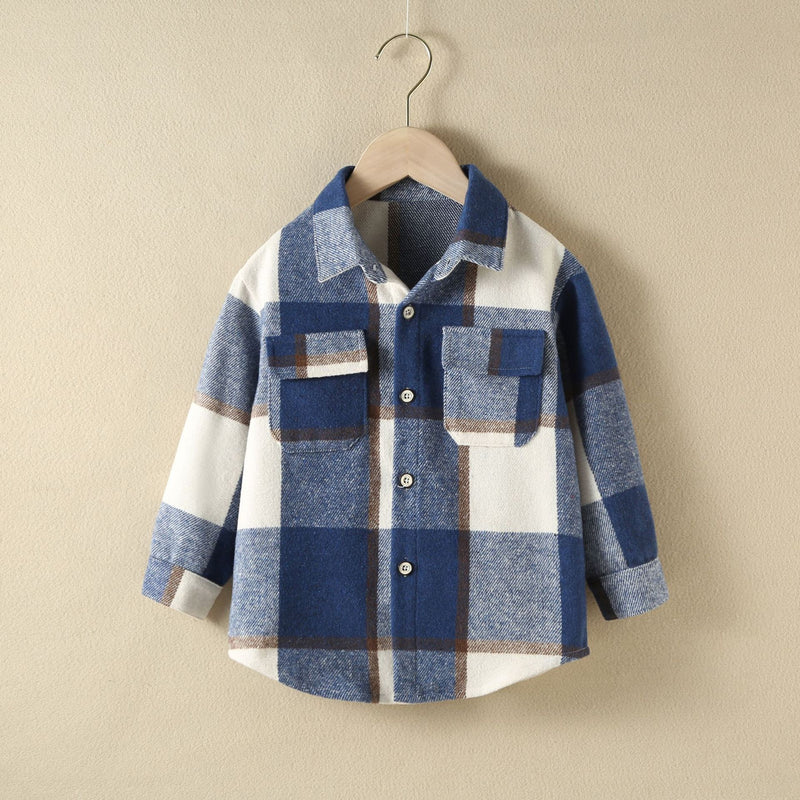 Toddler Boys Girls Cotton Colorful Plaid Shirt Top - PrettyKid