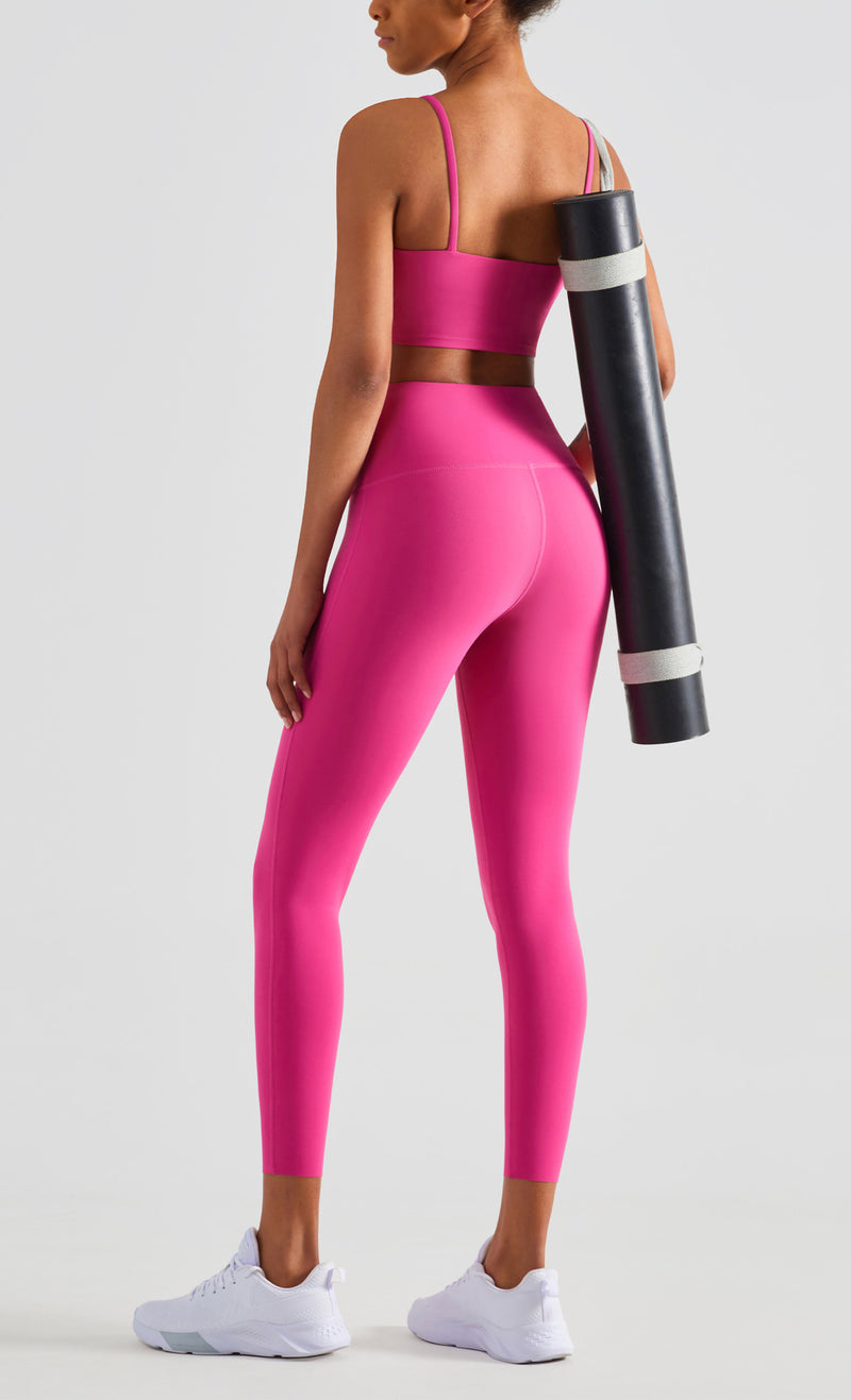 Yoga Clothing Sets Lycra Simple Halter Bra Bra High Waist Fitness Buttock Lifting Sports Leggings Women - PrettyKid