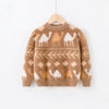 Toddler Kids Solid Color Cartoon Camel Faux Mink Pullover Sweater - PrettyKid
