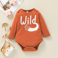 Baby Boys Girls Cute Fox Print Set Solid Color Letter Jumpsuit Striped Pants Two Pieces - PrettyKid