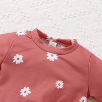 Toddler Girls' Solid Color Daisy Print Long Sleeve Sweater Set - PrettyKid