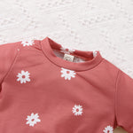 Toddler Girls' Solid Color Daisy Print Long Sleeve Sweater Set - PrettyKid