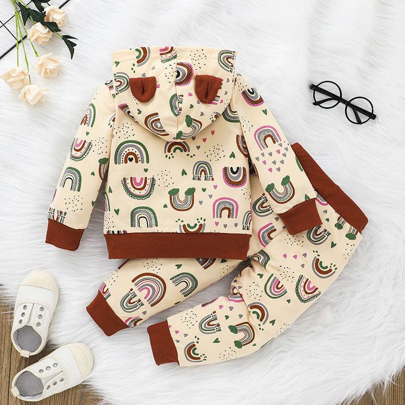 Toddler Kids Boy Cartoon Rainbow Long Sleeved Top Long Pants Sweater Set - PrettyKid