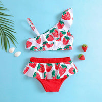 Cute Strawberry Print Swimsuit - PrettyKid