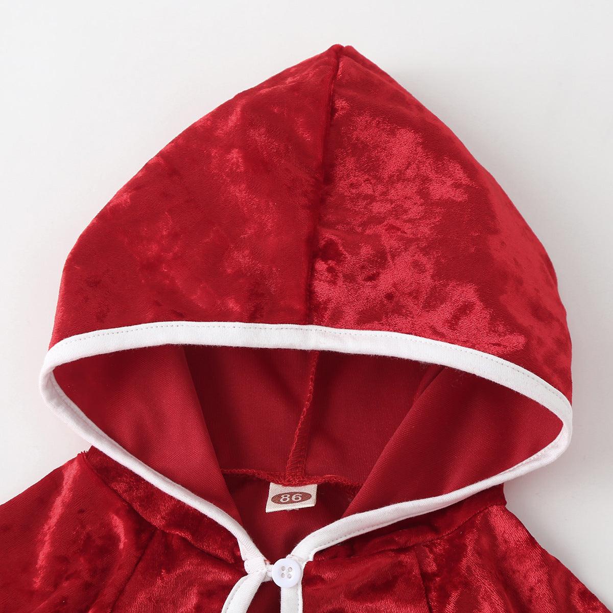 Baby Girls' Christmas Cloak Red Velvet and Wool Ball Cloak - PrettyKid