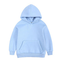 Toddler Kids Boys Girls Solid Color Padded Hooded Sweatshirt Children's Thickened Tops - PrettyKid