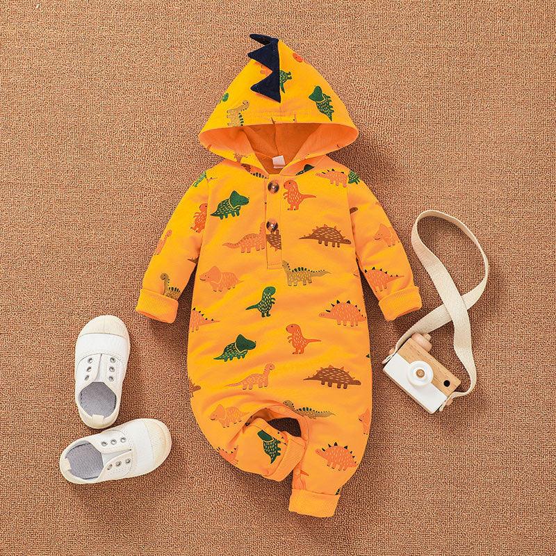 2021 Baby Boys Cartoon Dinosaur Print Hoodie Jumpsuit - PrettyKid