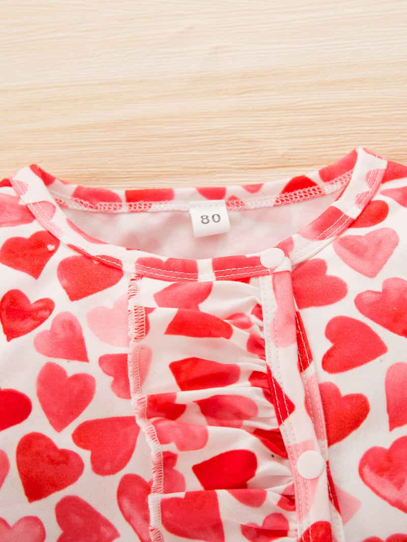 Baby Girls Love Printed Long Sleeve Jumpsuit - PrettyKid