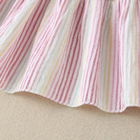 Girls Summer Solid Striped Sleeveless Pleated Dress - PrettyKid