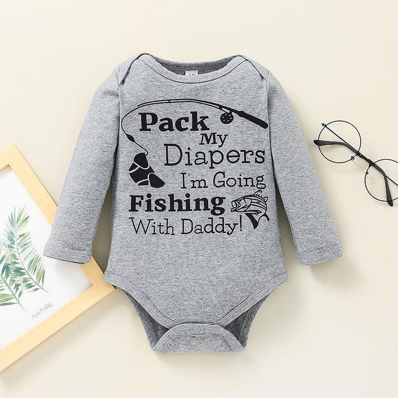 Baby Boys Solid Color Cartoon Letter Print Jumpsuit Pants Set - PrettyKid