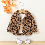 Baby Leopard Print Long Sleeve Lapel Cardigan Jacket - PrettyKid