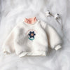 Toddler Kids Girls Solid Color Cute Flowers Thickened Padded Sweater - PrettyKid