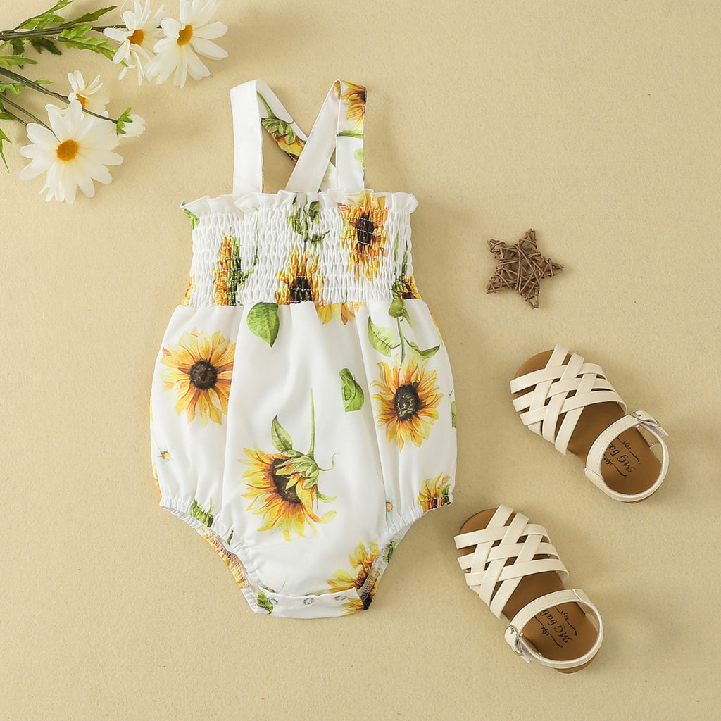 Summer Baby Romper Flower Print Girl Bodysuit