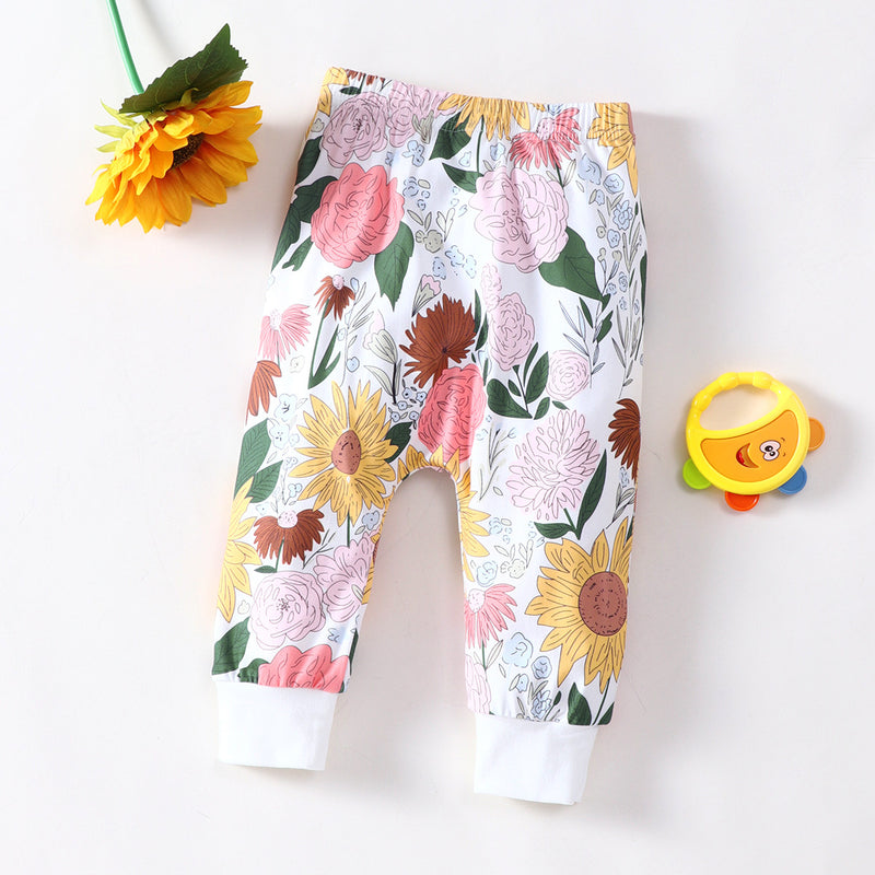 Toddler Girls Summer Cotton Cartoon Flower Printed Trousers - PrettyKid