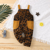 Toddler Kids Boys Girls Corduroy Leopard Strap Jumpsuit Wholesale Baby Clothes Bulk - PrettyKid