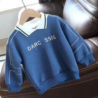 Toddler Kids Boys Solid Color Letter Print Padded Long-sleeved Sweatshirt - PrettyKid