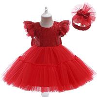 Christmas Girls Dresses Princess Dress Bow Mesh Halloween Dress Set - PrettyKid