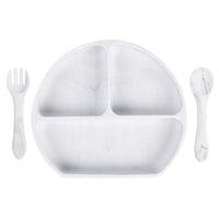 Baby Silicone Plate Fork Spoon Set - PrettyKid