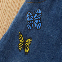 Toddler Kids Girls' Butterfly Embroidered Denim Flared Pants - PrettyKid