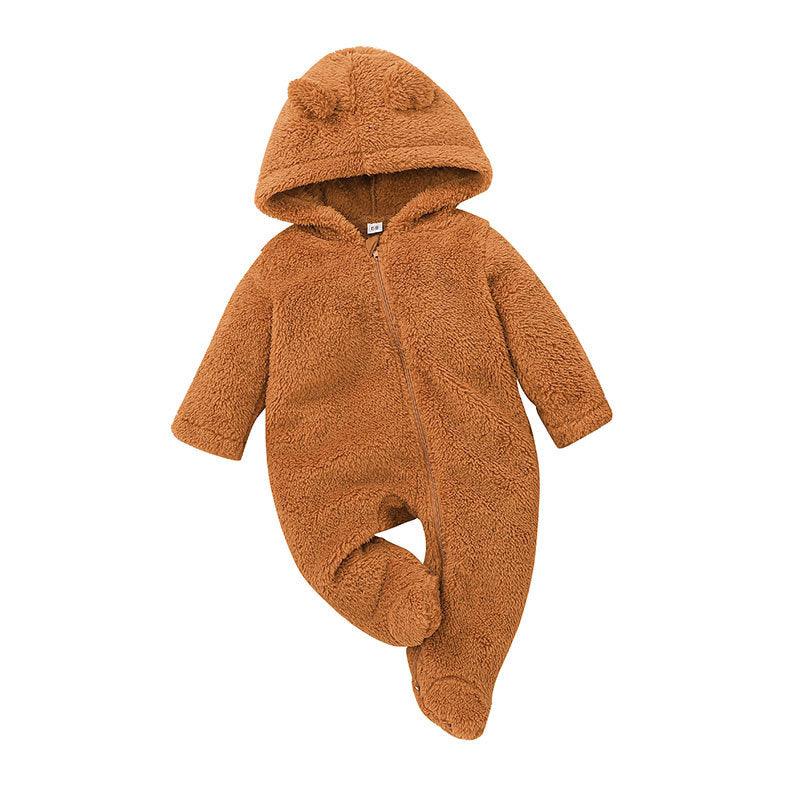 Baby Boys Girls Cute Fluffy Hooded Long Sleeved Jumpsuit - PrettyKid