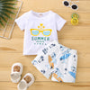 2022 Summer Baby Boys Summer Coconut Tree Shark Print Set - PrettyKid