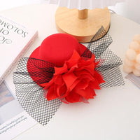 Girl 3D Flower Decor Mesh Formal Hat - PrettyKid