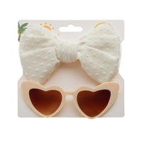 Children's Sunglasses New Vintage Love Glasses Set Hair Band Set