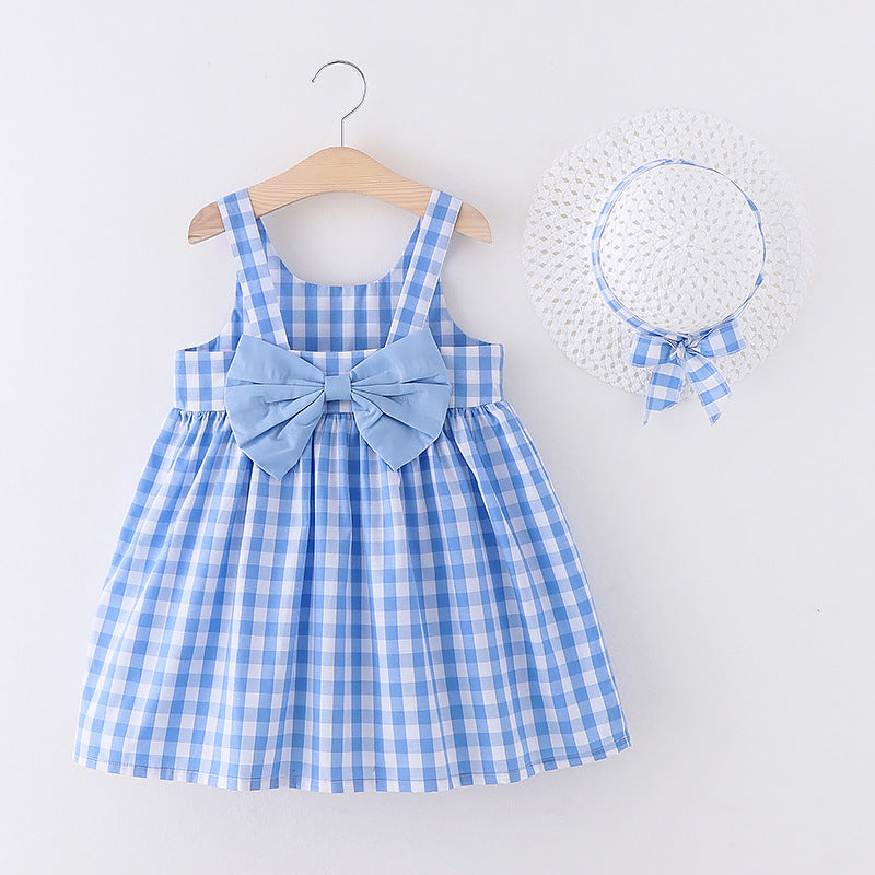 Toddler Kids Girls Solid Plaid Sleeveless Dress - PrettyKid