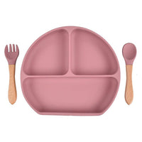 Baby Sub Format Dinner Plate Spoon Fork Silicone Set Children's Tableware - PrettyKid