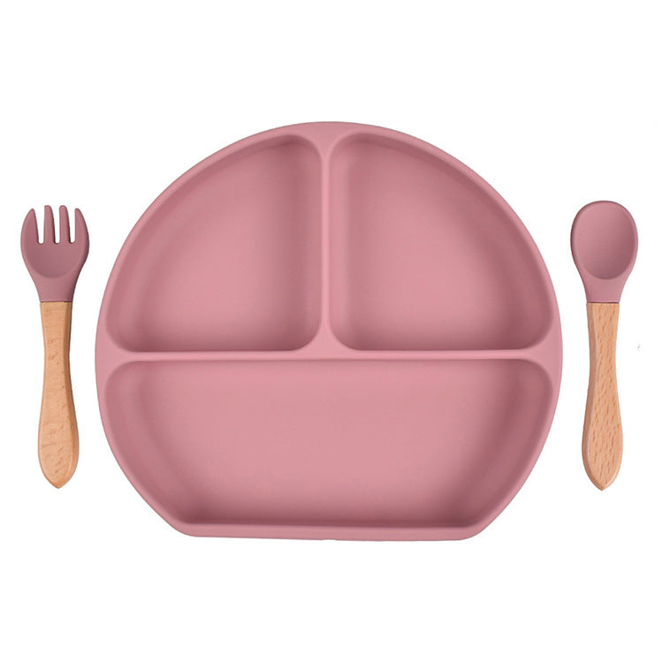 Baby Sub Format Dinner Plate Spoon Fork Silicone Set Children's Tableware - PrettyKid