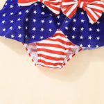 9M-4Y Swimsuits Baby Girl Striped Contrast Panel Independence Day Baby Clothes In Bulk - PrettyKid