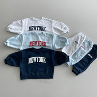 Toddler Kids Boys Girls Solid Color Letter Print Long Sleeve Pullover Sweatshirt Set - PrettyKid