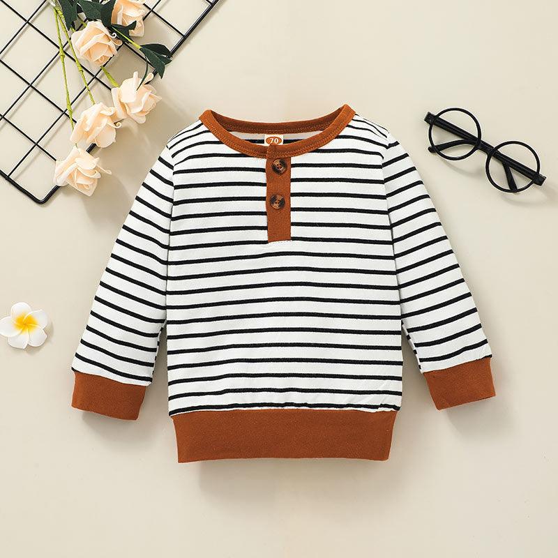 Toddler Boys Striped Pullover Long Sleeve Suit - PrettyKid