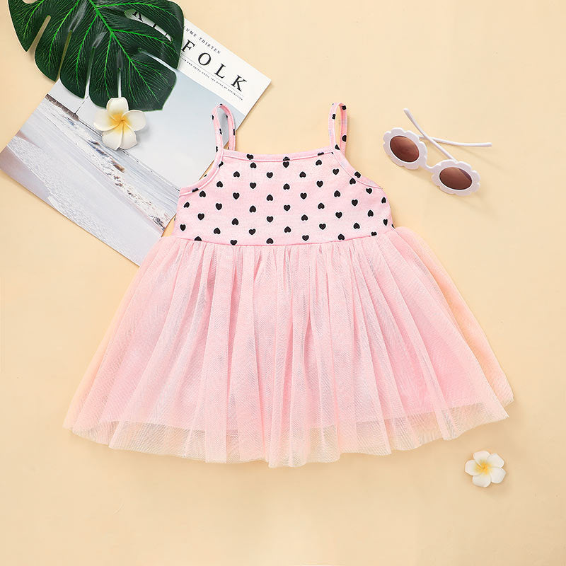 Toddler Girls' Denim Top Dot Suspender Skirt Set - PrettyKid