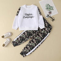 Kids Boys' Alphabet Print Camouflage Sportswear - PrettyKid