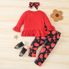 Toddler Kids Girl Solid Letter Long Sleeve Top Love Printed Pants Valentine's Day Set - PrettyKid