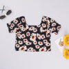Toddler Kids Girls Flower Print Short Sleeve Blouse Solid Shorts Set - PrettyKid