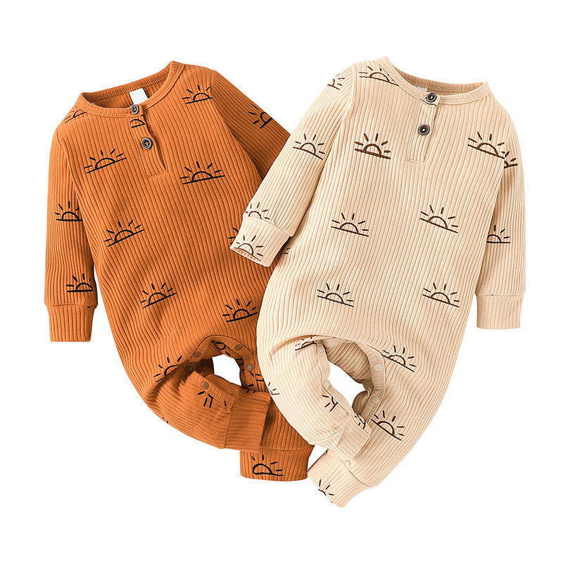 Infant and Toddler Spring and Autumn Long Sleeve Long Leg Romper Set Two Piece Bodysuit - PrettyKid