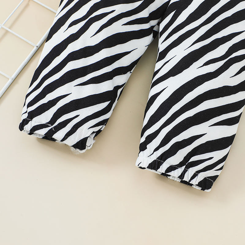 Baby Girls Solid Color Top Zebra Pants Set - PrettyKid