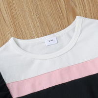 Toddler Kids Girls Solid Color Long Sleeve Ruffle Color Blocking Blouse - PrettyKid