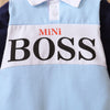 Baby Boys Mini BOSS Lettered Long Sleeve Patchwork Jumpsuit - PrettyKid