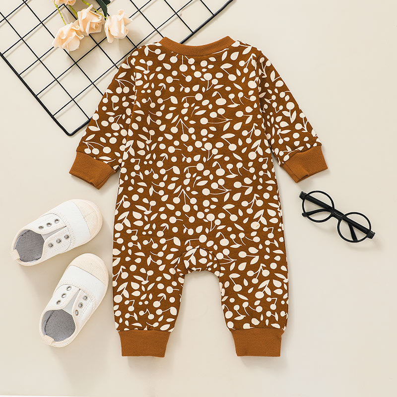 Baby Printed Single Row Button Jumpsuit - PrettyKid