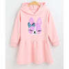 Toddler Kids Girls Solid Cartoon Rabbit Beaded Hooded Long Sleeve Dress - PrettyKid