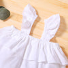 Toddler Kids Girls Solid Ruffled Suspender Top with Holes Denim Shorts Set - PrettyKid