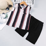 Toddler Kids Sleeveless Striped Shirt Solid Shorts Set - PrettyKid