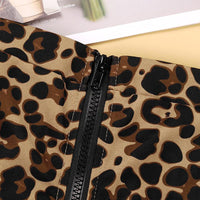 Toddler Kids Girls Solid Color Long Sleeve Top Leopard Print Skirt Set - PrettyKid