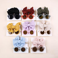 Children's Headwear Bow Nylon Hair Sunglasses Two-piece Set